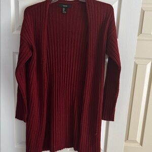 Forever 21 Deep Red Ribbed Cardigan
